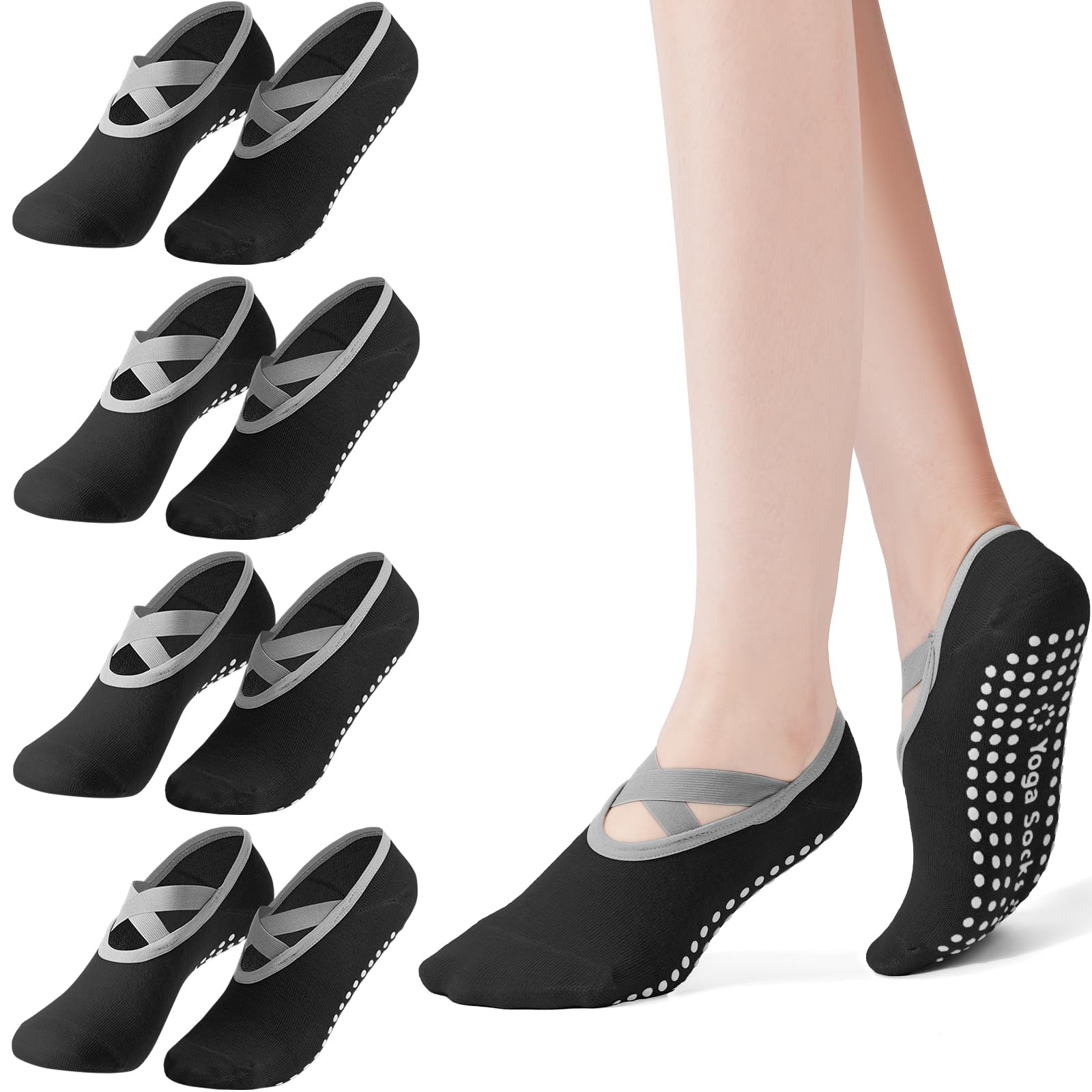 Medias Para Pilates Y Yoga - 4-Pasang Kaus Kaki Pilates Wanita, Kaus