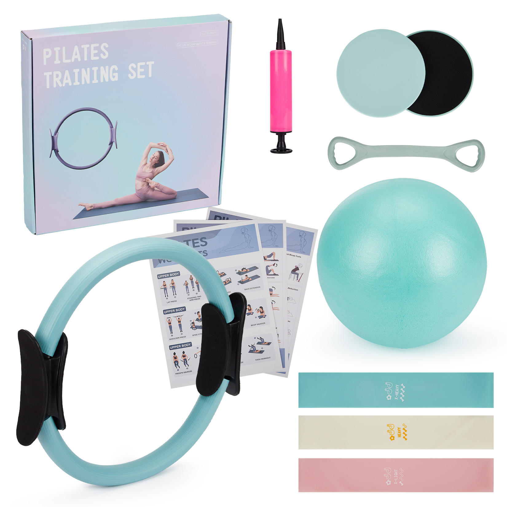 Pilates Yoga Resistance Ring - Set Latihan Pilates, Ring Pilates 6-in-1,